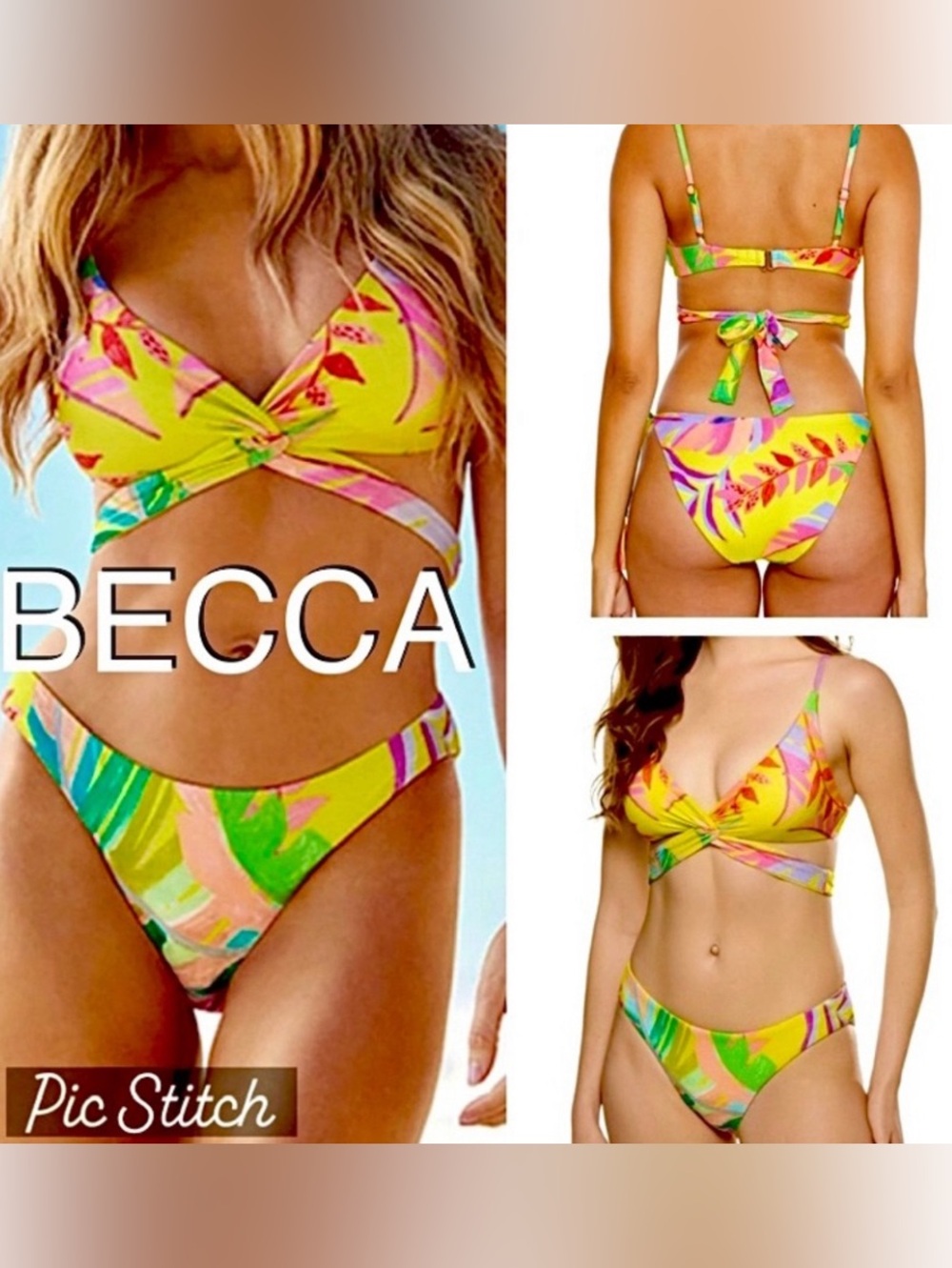 BECCA REVERSIBLE floral bikini size S
